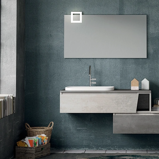 Mobile da Bagno sospeso composizione Seven 10 in melaminico cemento di Licor Design