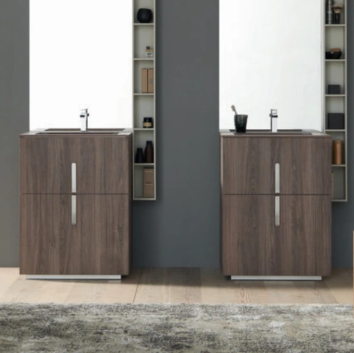 Mobile Bagno da appoggio M System C001 in HPL Unicolor Noce Savoia di Baxar
