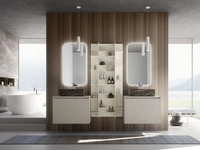 Mobile da Bagno sospeso M2 System 225 in laccato opaco Platino con lavabo in gres effetto marmo di Baxar