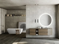 Mobile da Bagno sospeso M2 System 227 in melaminico Noce Canaletto e HPL di Baxar