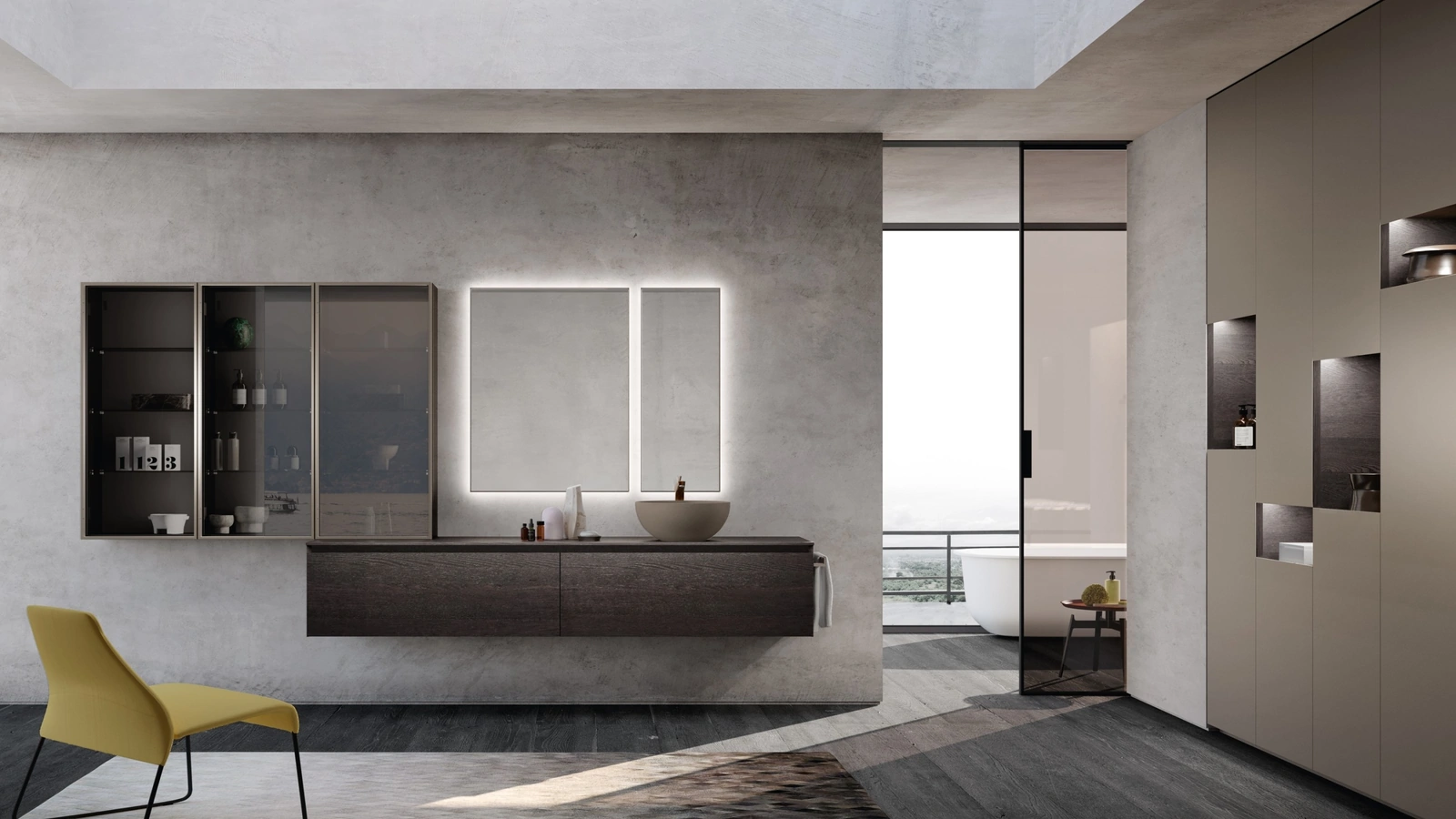 Mobile da Bagno M3 System 310 in rvere moka impiallacciato di Baxar