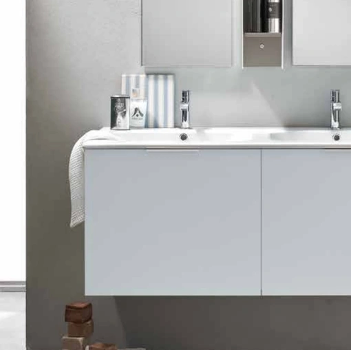 Mobile da Bagno sospeso in laccato Ghiaccio opaco Start Block 07 di Ardeco