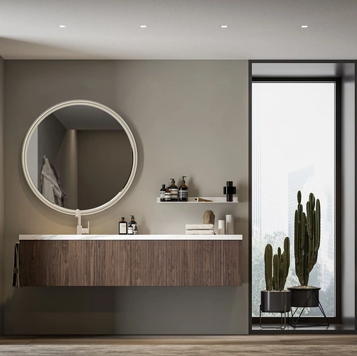 Mobile da Bagno sospeso Myra 05 in noce canaletto di Licor Design