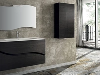 Mobile da Bagno sospeso composizione Onda 05 in legno di rovere nero di Licor Design