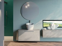 Mobile da Bagno sospeso in melaminico effetto cemento composizione Q45 06 di Licor Design