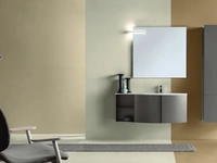 Mobile da Bagno sospeso in Rovere laccato Fango opaco con elemento terminale in metallo Round 05 Mint Ground di Ardeco