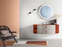 Mobile da Bagno in laccato Grigio Londra e Mattone opaco con elementi laterali e top in metallo Round 08 Vitamin Juice di Ardeco