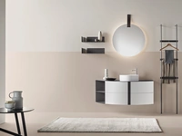 Mobile da Bagno Round 01 Gray Cloud in laccato Bianco e Piombo opaco con elemento terminale in metallo di Ardeco