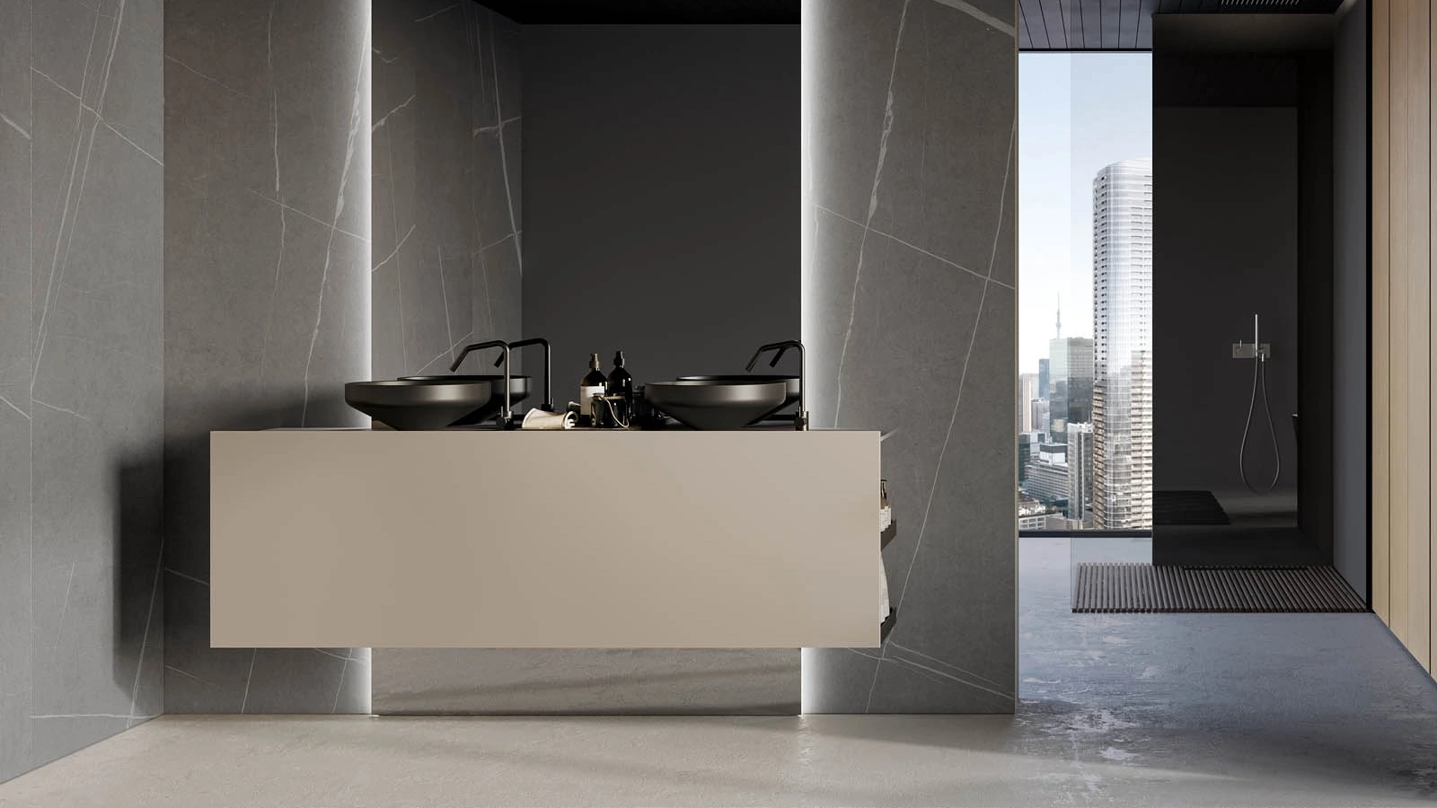 Mobile da Bagno sospeso in laccato opaco corda Sail 01 di Birex