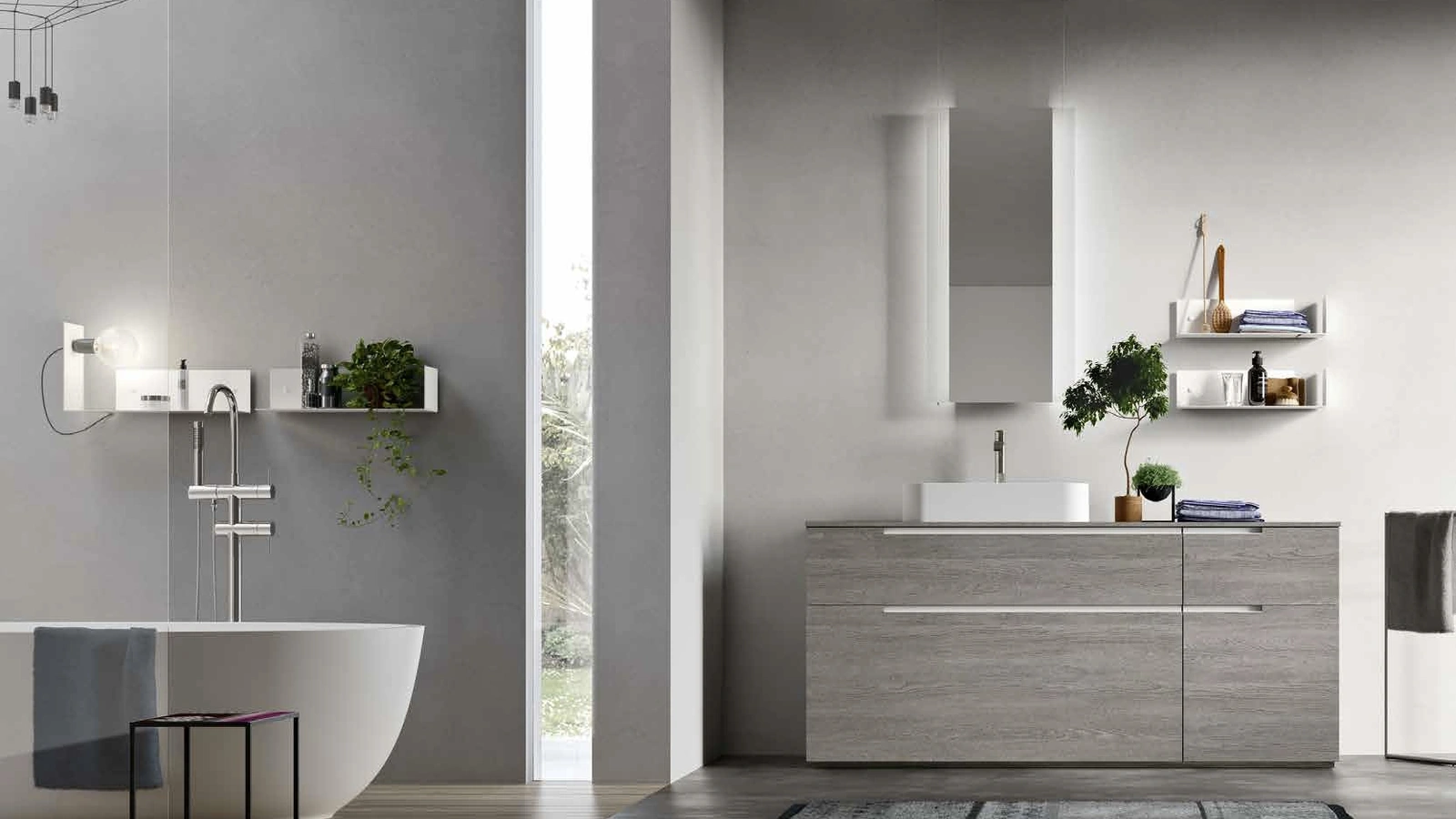 Mobile da Bagno a terra Start Line 04 in melaminico Sablè Grey di Ardeco