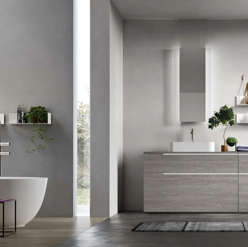 Mobile da Bagno a terra Start Line 04 in melaminico Sablè Grey di Ardeco