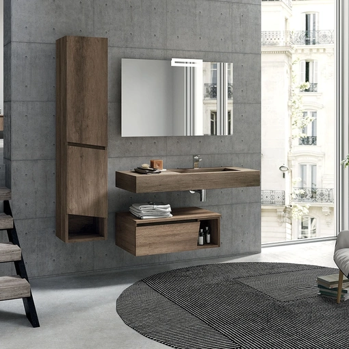 Mobile da Bagno sospeso in melaminico composizione Seven 03 di Licor Design