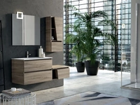 Mobile da Bagno sospeso composizione Seven 11 in melaminico frassino di Licor Design