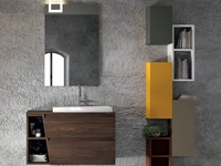 Mobile da Bagno sospeso composizione Seven 12 in melaminico con pensili in laccato opaco vari colori di Licor Design