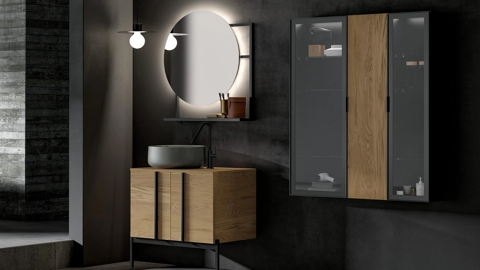 Mobile da Bagno a terra Sidéro 05 in essenza rovere naturale di Birex