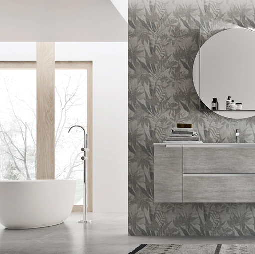 Mobile da Bagno sospeso in melaminico Trama Grigio Start Block 01 di Ardeco