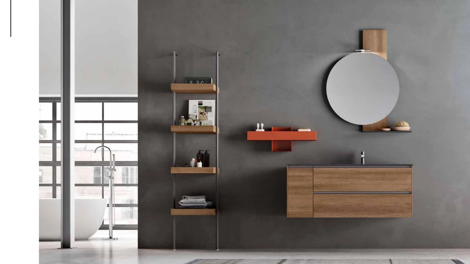 Mobile da Bagno sospeso Start Block 03 in melaminico Nodato Miele di Ardeco