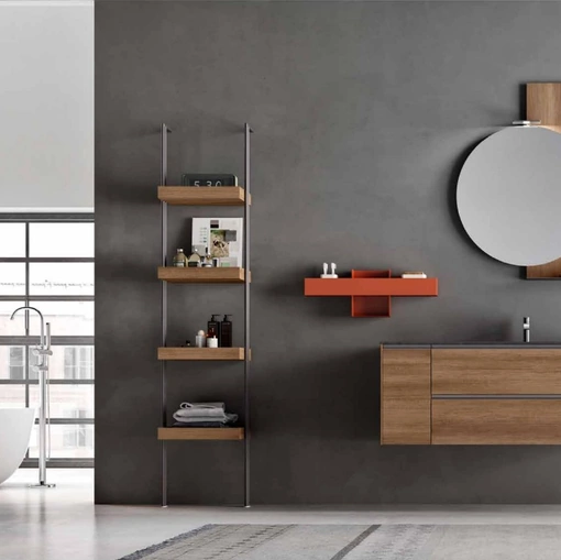 Mobile da Bagno sospeso Start Block 03 in melaminico Nodato Miele di Ardeco
