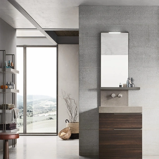 Mobile da Bagno in melaminico Termocotto con top e schienale integrato in gres Start Line 01 di Ardeco