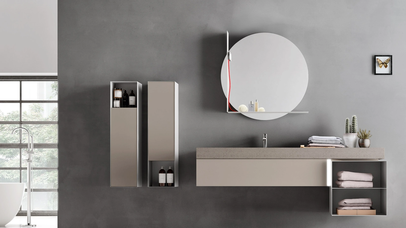 Mobile da Bagno sospeso in laccato Lino opaco Start Line 07 di Ardeco