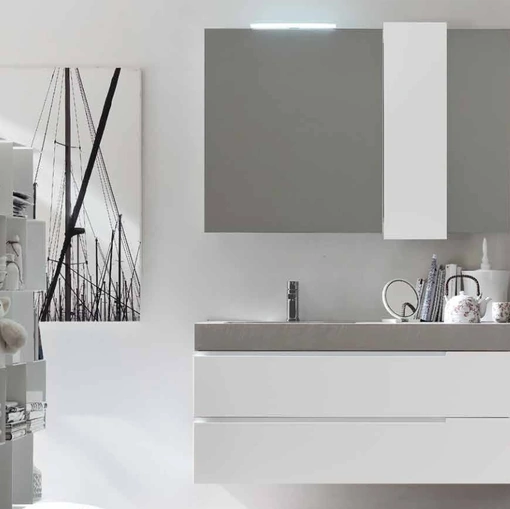 Mobile da Bagno sospeso in laccato Bianco opaco Start Line 09 di Ardeco