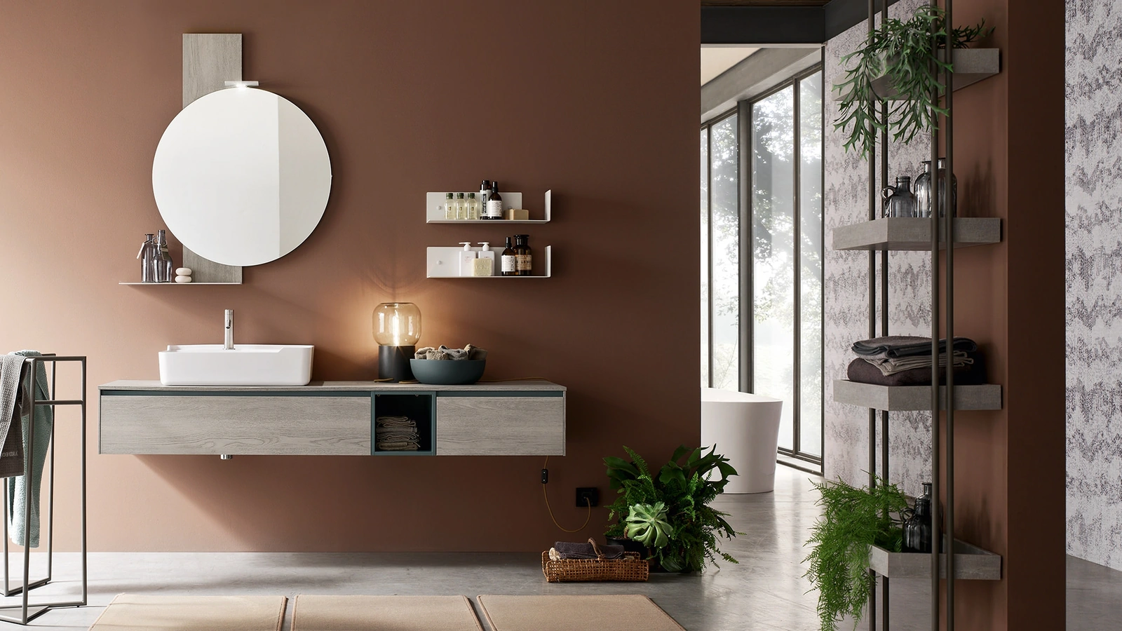 Mobile da Bagno sospeso in melaminico Sablè Grey Start Play 01 di Ardeco