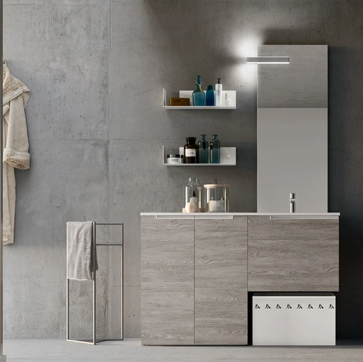 Mobile da Bagno per lavanderia in melaminico Sablè Grey Start Wash 01 di Ardeco