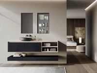 Mobile da Bagno sospeso in essenza rovere carbone e laccato opaco tortora Traccia 03 di Birex