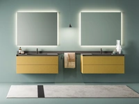 Mobile da Bagno sospeso in laccato Senape opaco con serigrafia Vintage 04 Urban Contrast di Ardeco