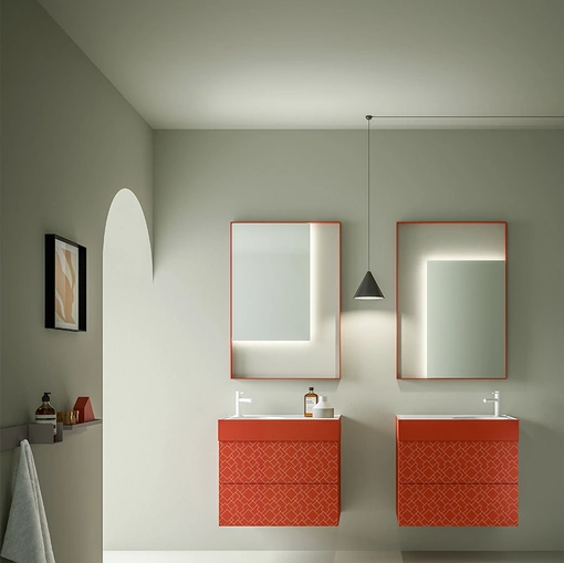 Mobile da Bagno in laccato opaco con serigrafia Vintage 09 Coral Vibes di Ardeco