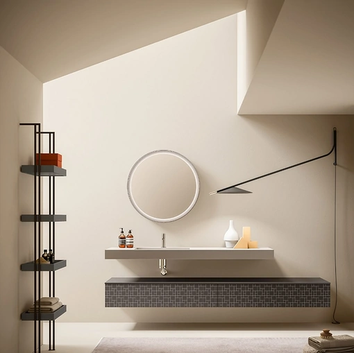 Mobile da Bagno Vintage 10 Warm Sensation in laccato Piombo opaco con serigrafia di Ardeco