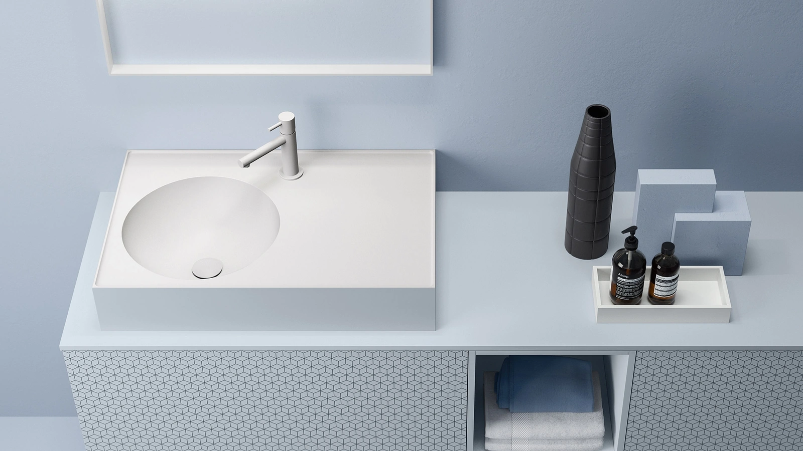 Mobile da Bagno in laccato opaco con serigrafia a esagoni Antracite Vintage 11 Nordic Dream di Ardeco