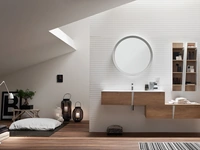 Mobile da Bagno in melaminico Nodato Miele effetto legno con maniglie in metallo Bianco Wector 04 di Ardeco