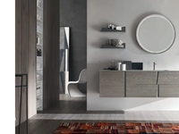 Mobile da Bagno in melaminico French Grey effetto legno e maniglie in Fenix Grigio Wector 10 di Ardeco