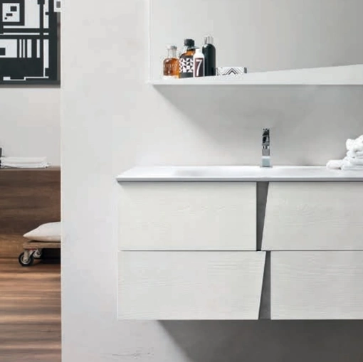 Mobile da Bagno Wector in melaminico Olmo Gesso e HPL Cemento 14 di Ardeco