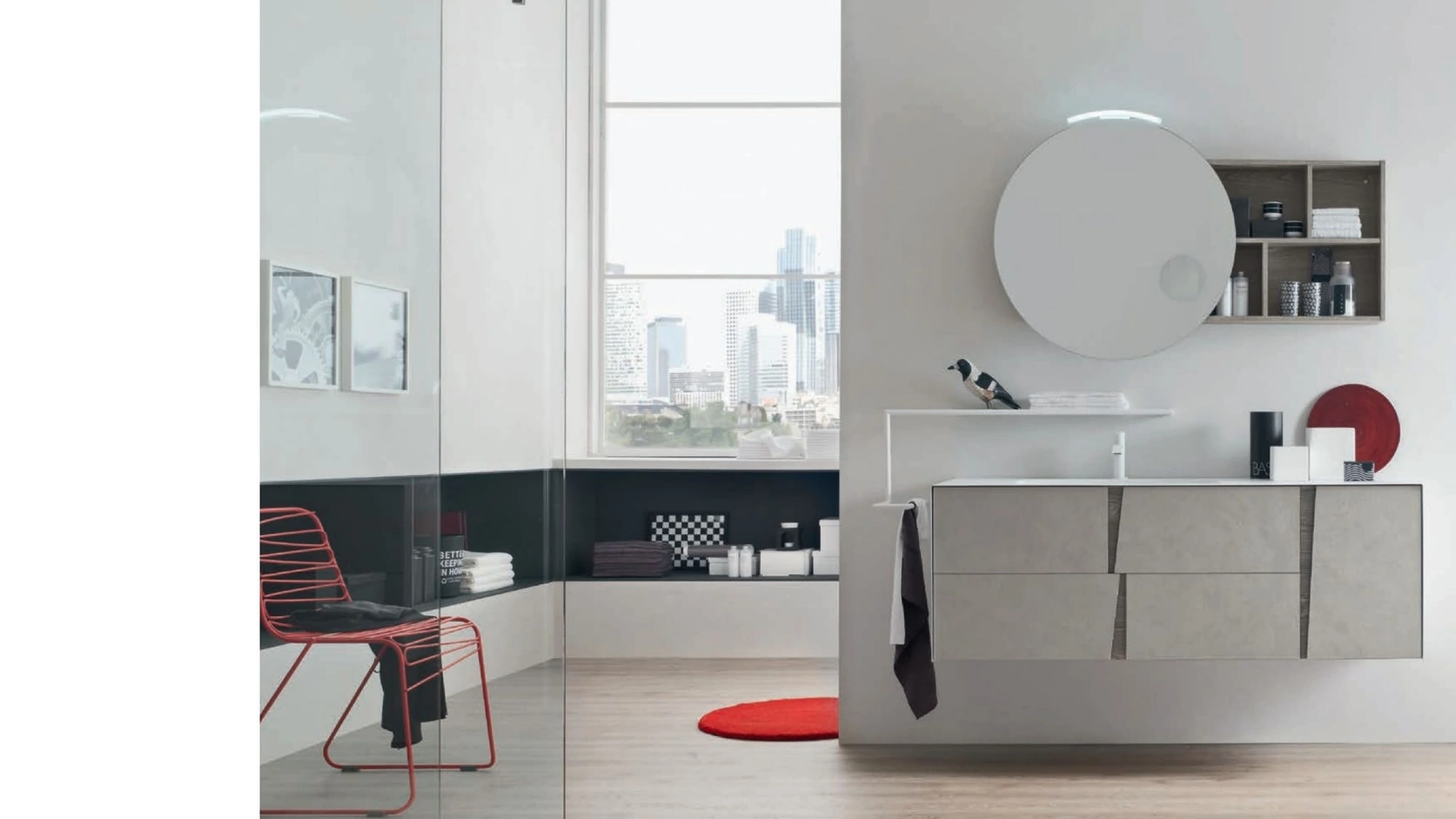 Mobile da Bagno sospeso in melaminico Malta Grigio Wector 16 di Ardeco