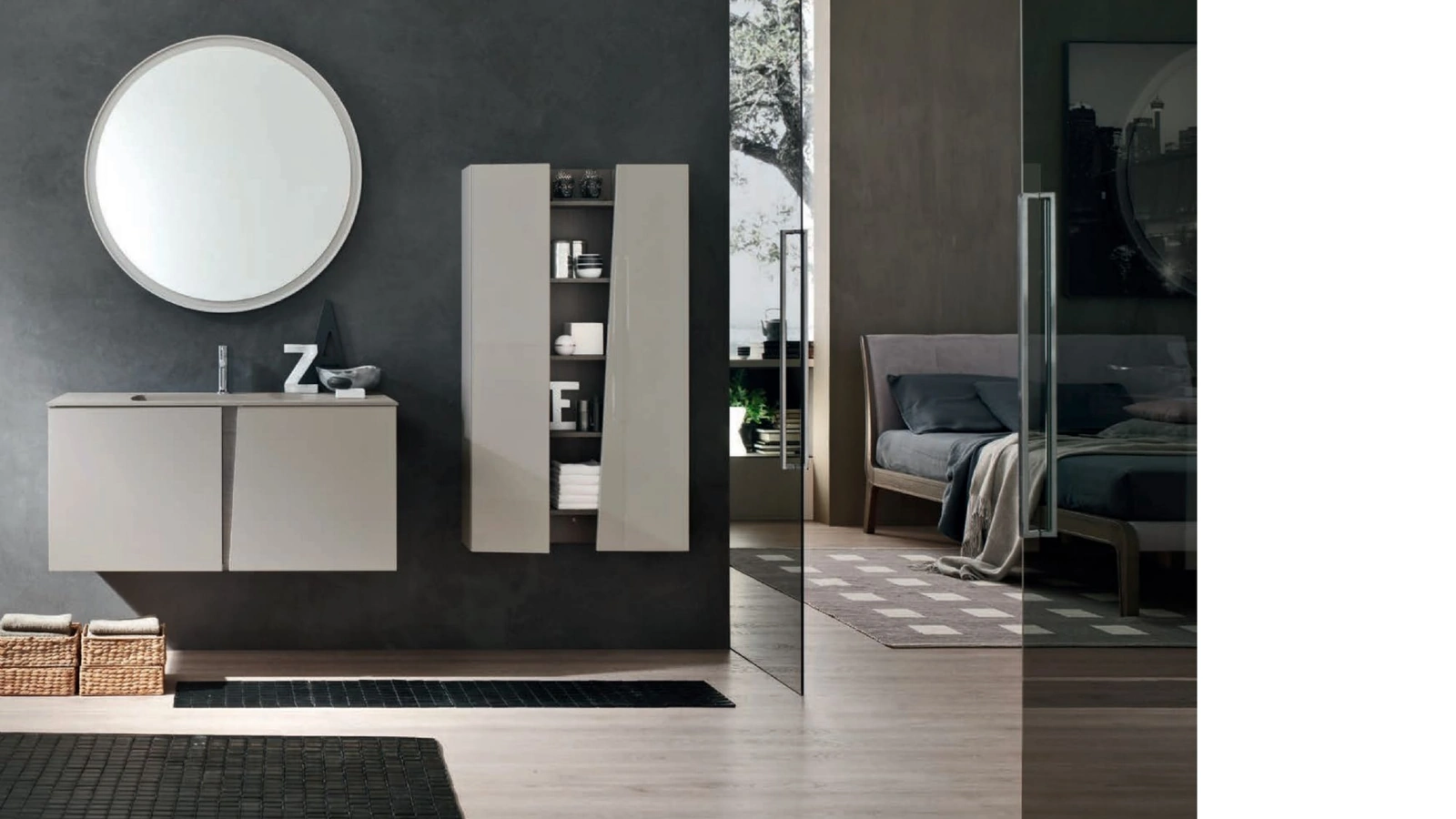 Mobile da Bagno in laccato Corda Wector 11 di Ardeco