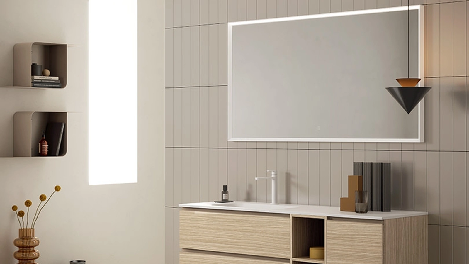 Mobile da Bagno sospeso Yang 04 in melaminico Dry Natural di Ardeco