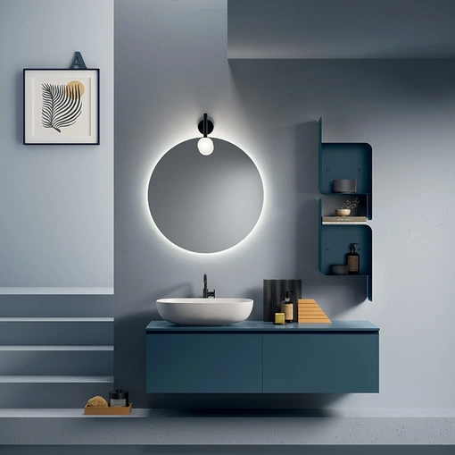 Mobile da Bagno sospeso Yang 07 in laccato Blu Cobalto opaco di Ardeco