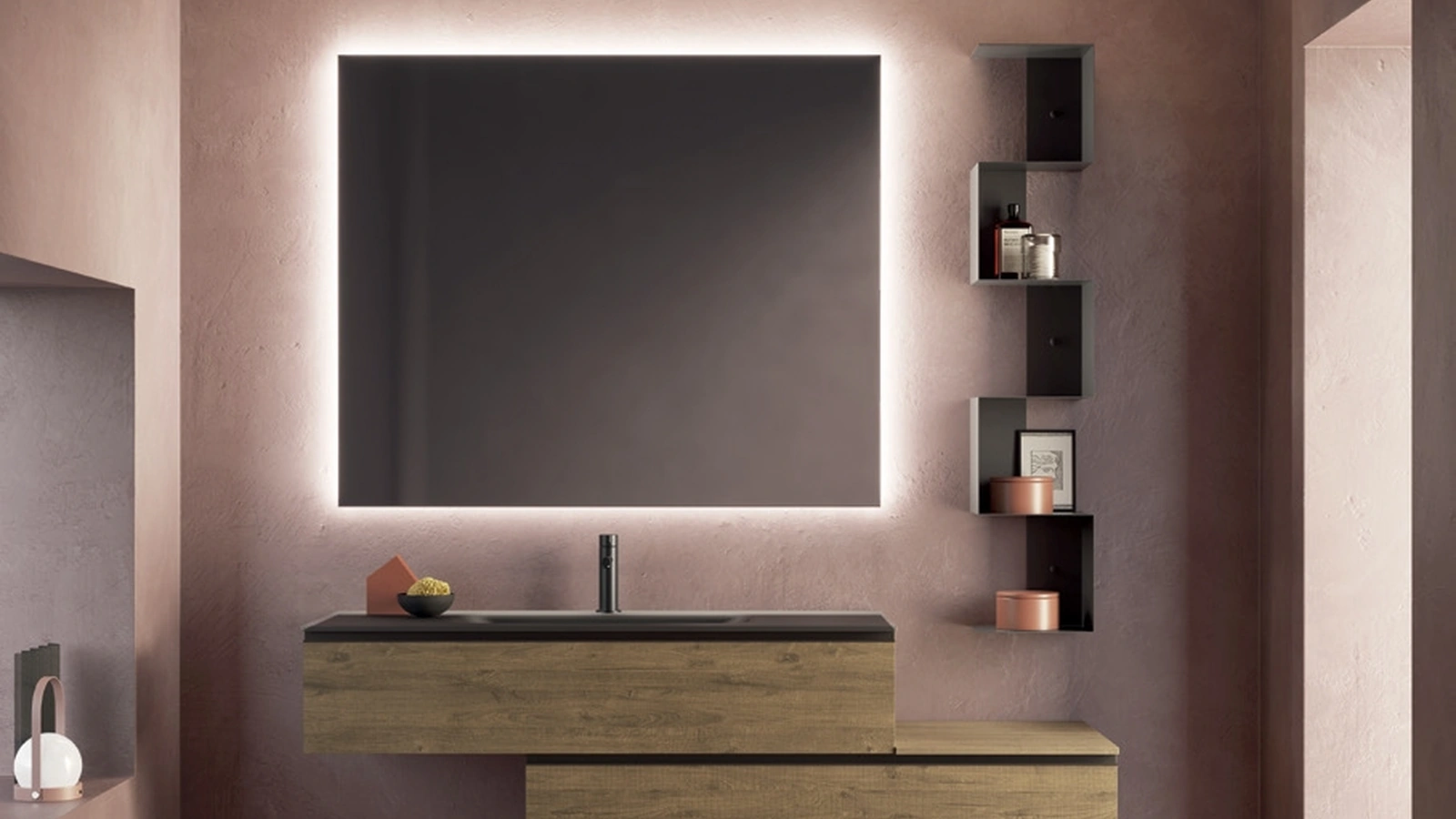 Mobile da Bagno Yang 11 in melaminico Nodato Miele di Ardeco