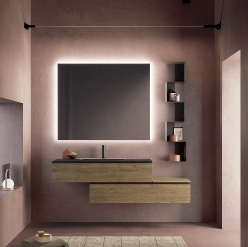 Mobile da Bagno Yang 11 in melaminico Nodato Miele di Ardeco