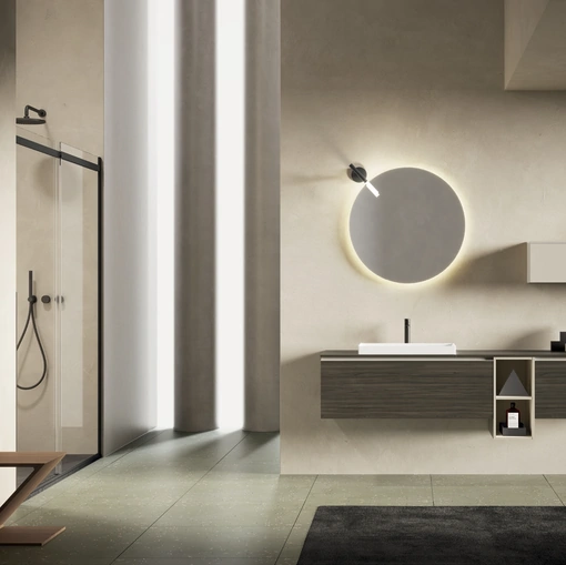 Mobile da Bagno sospeso Yang 12 in melaminico Geowood Moka di Ardeco