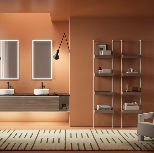 Mobile da Bagno sospeso Yang 14 in melaminico Dry Castano di Ardeco