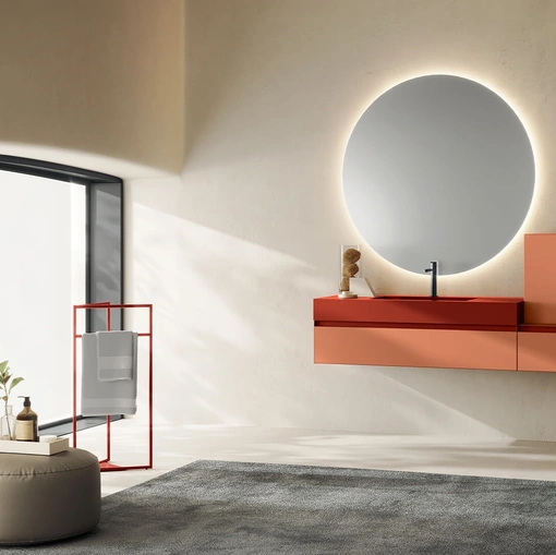 Mobile da Bagno sospeso Yoko 03 in laccato opaco di Ardeco