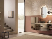 Mobile da Bagno sospeso Yoko 05 in vetro Bronzo e laccato Cappuccino opaco di Ardeco