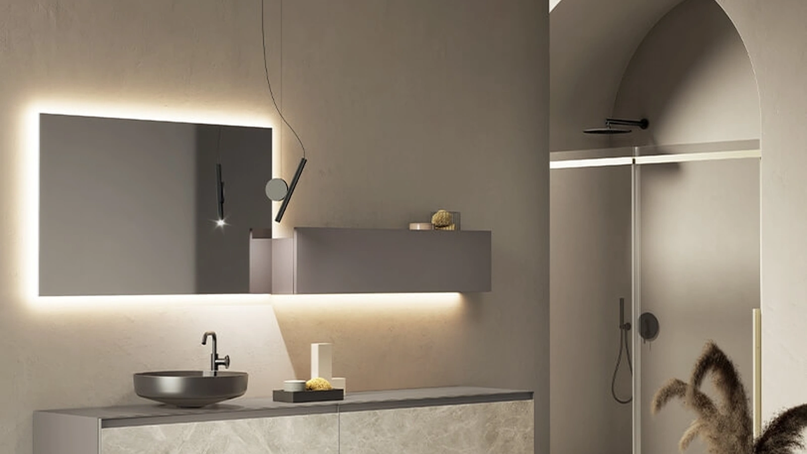 Mobile da Bagno sospeso con frontali in gres Yoko 06 di Ardeco