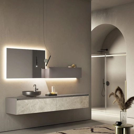 Mobile da Bagno sospeso con frontali in gres Yoko 06 di Ardeco