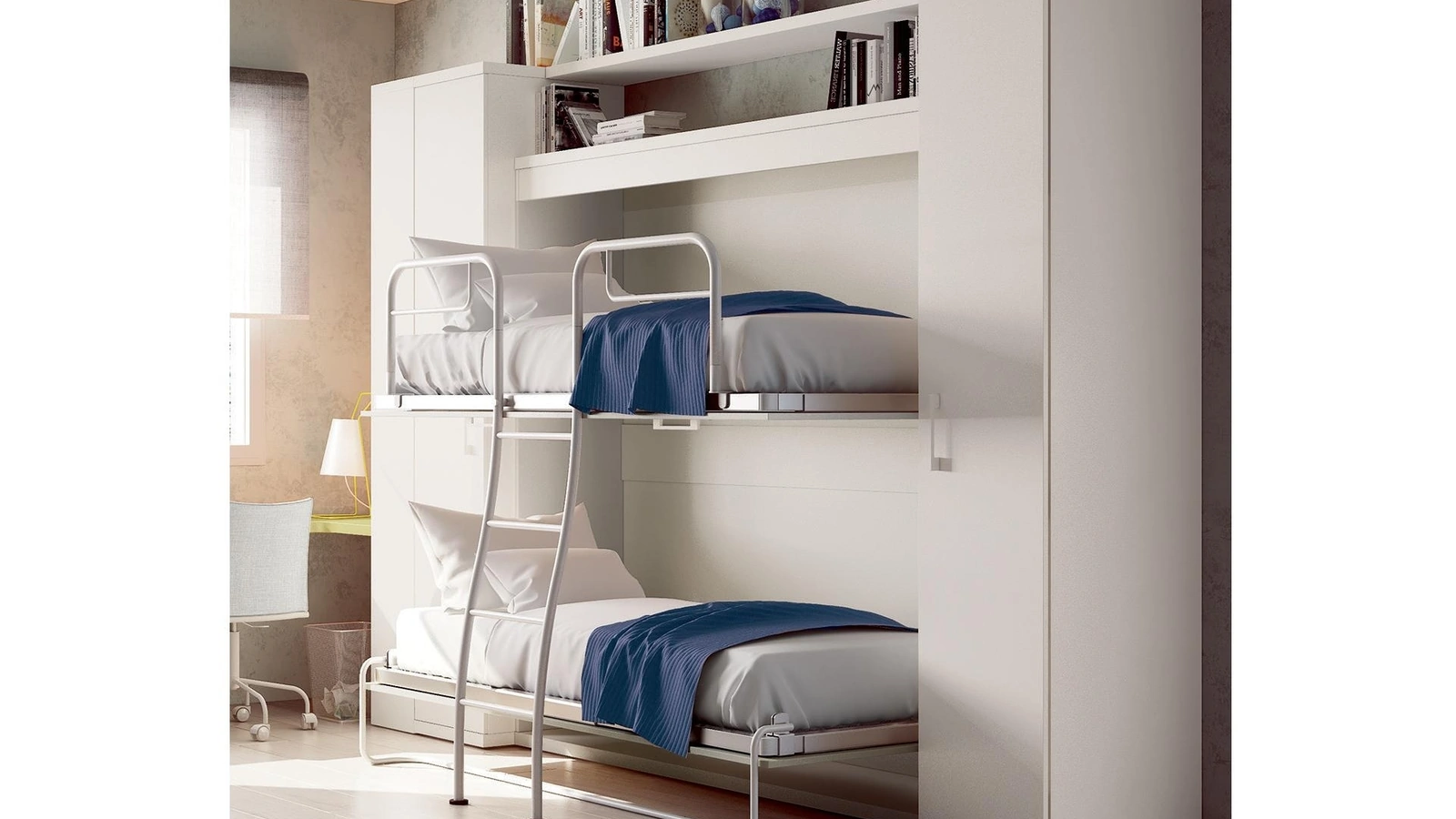 Cameretta salvaspazio con letti a castello Composizione 714 di Spagnol Mobili