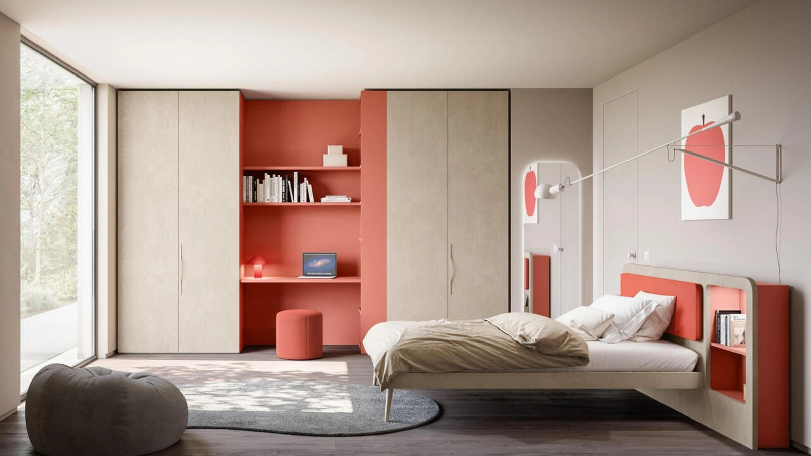Cameretta Letto a Terra 02 in melaminico di Mistral
