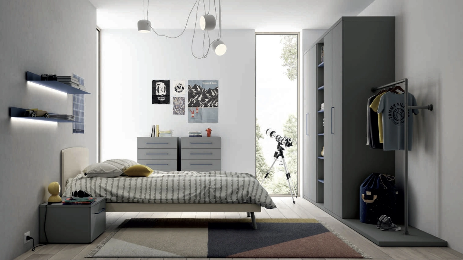 Cameretta componibile Space 002 in laccato opaco e melaminico di Spagnol Mobili